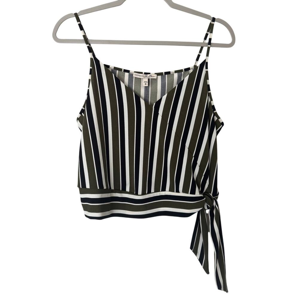 Express Spaghetti Strap‎ Cropped Tank Green Black White Size Medium NWT